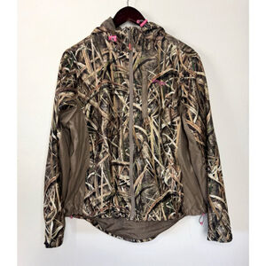 Rustic Ridge Women’s Camo Hunting Jacket Size Large Hooded Outdoor Waterproof Re